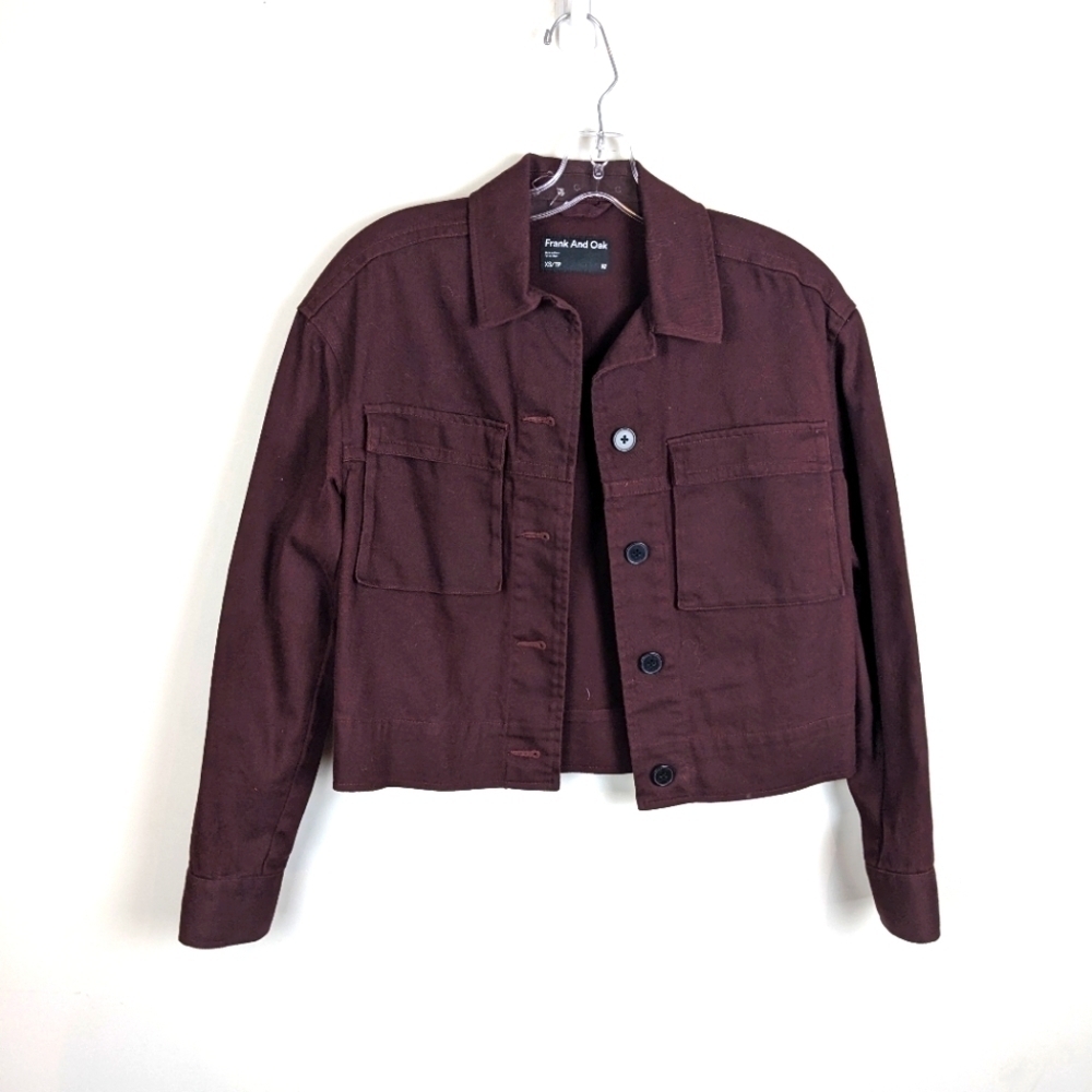 Frank and Oak Burgundy Denim Jacket XS